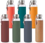 قمقمه آب 600 شیشه با محافظ سیلیکون آبی Black+Blum