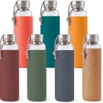 قمقمه آب 600 شیشه با محافظ سیلیکون آبی Black+Blum